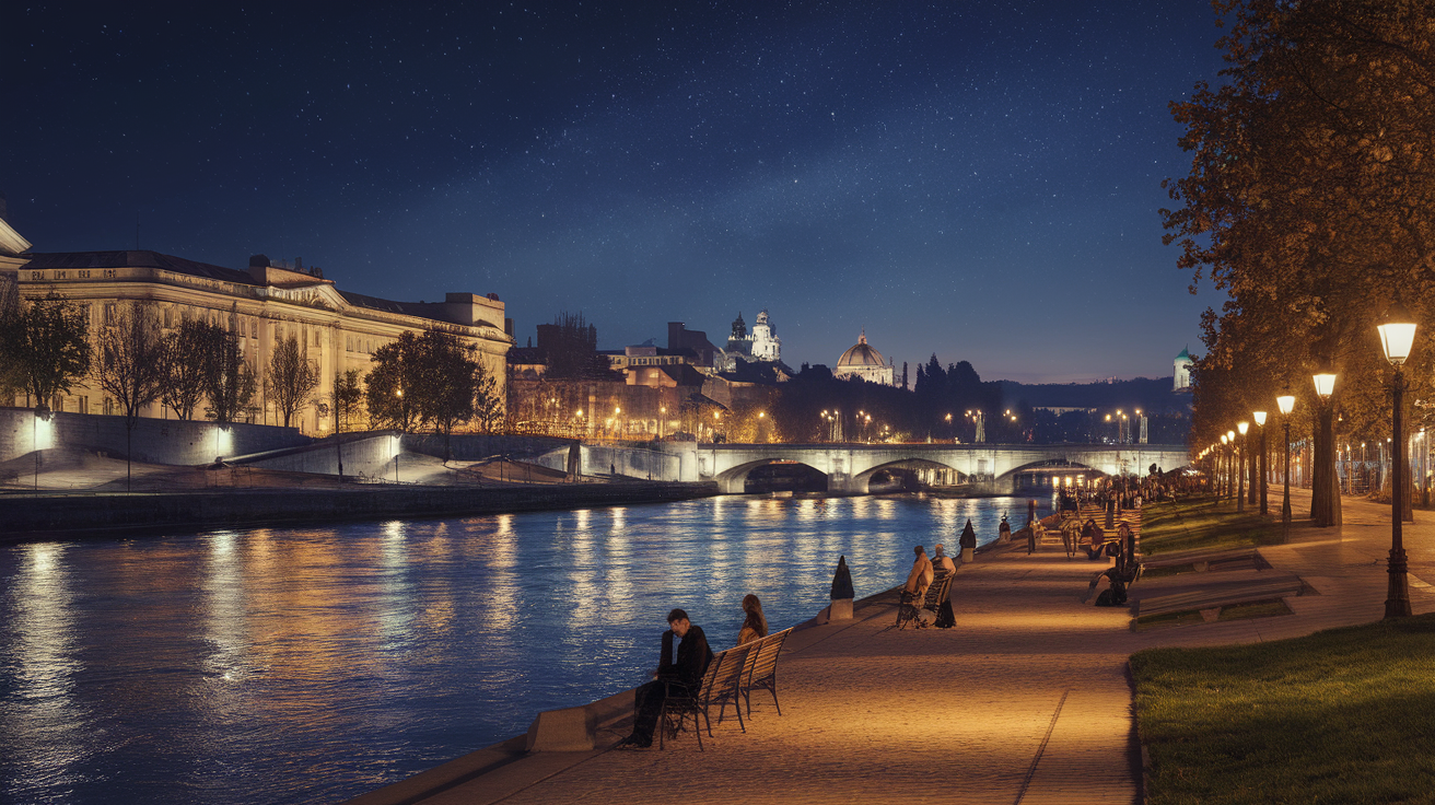 découvrez la magie de lyon la nuit en flânant le long du rhône. admirez les lumières scintillantes de la ville, profitez de balades paisibles et laissez-vous envoûter par l'ambiance nocturne unique de la capitale des gaules.